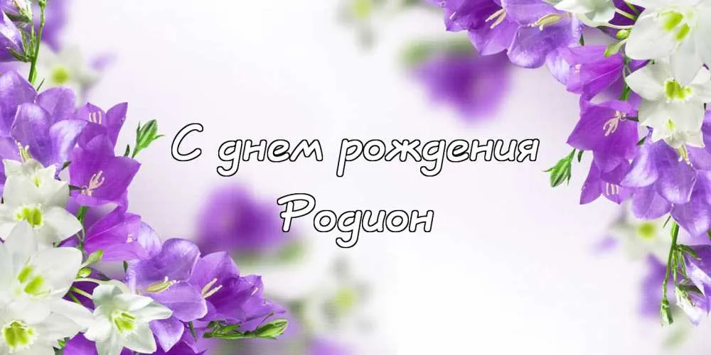 Открытка Открытки с именем Родион  - Открытка с цветами: Фиалки и белые цветы | Красивая открытка #175