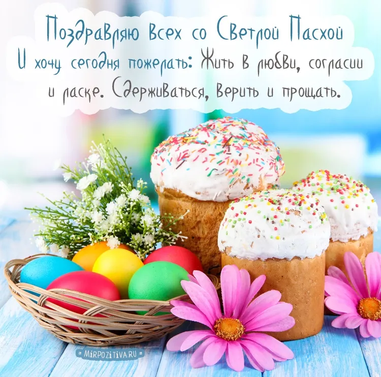 Открытка С пасхой - Пасхальные куличи и яйца: яркая открытка с праздником | Красивая открытка #43