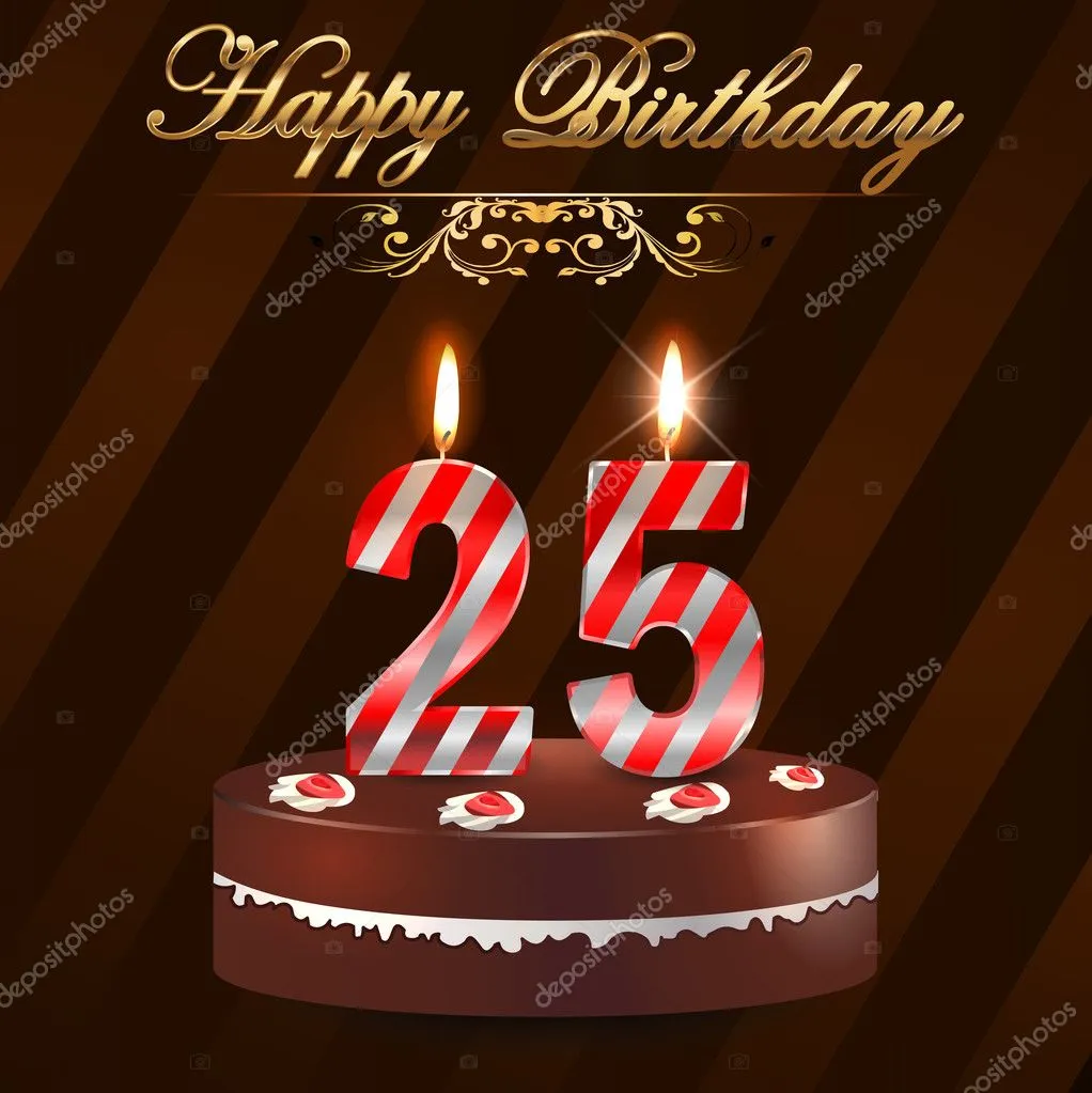Открытка Открытки на 25 лет - Торт со свечами "25" на День Рождения | Красивая открытка #65