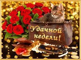 Открытка Открытки удачной недели - Поздравление с котенком, розами и деньгами | Красивая открытка #175