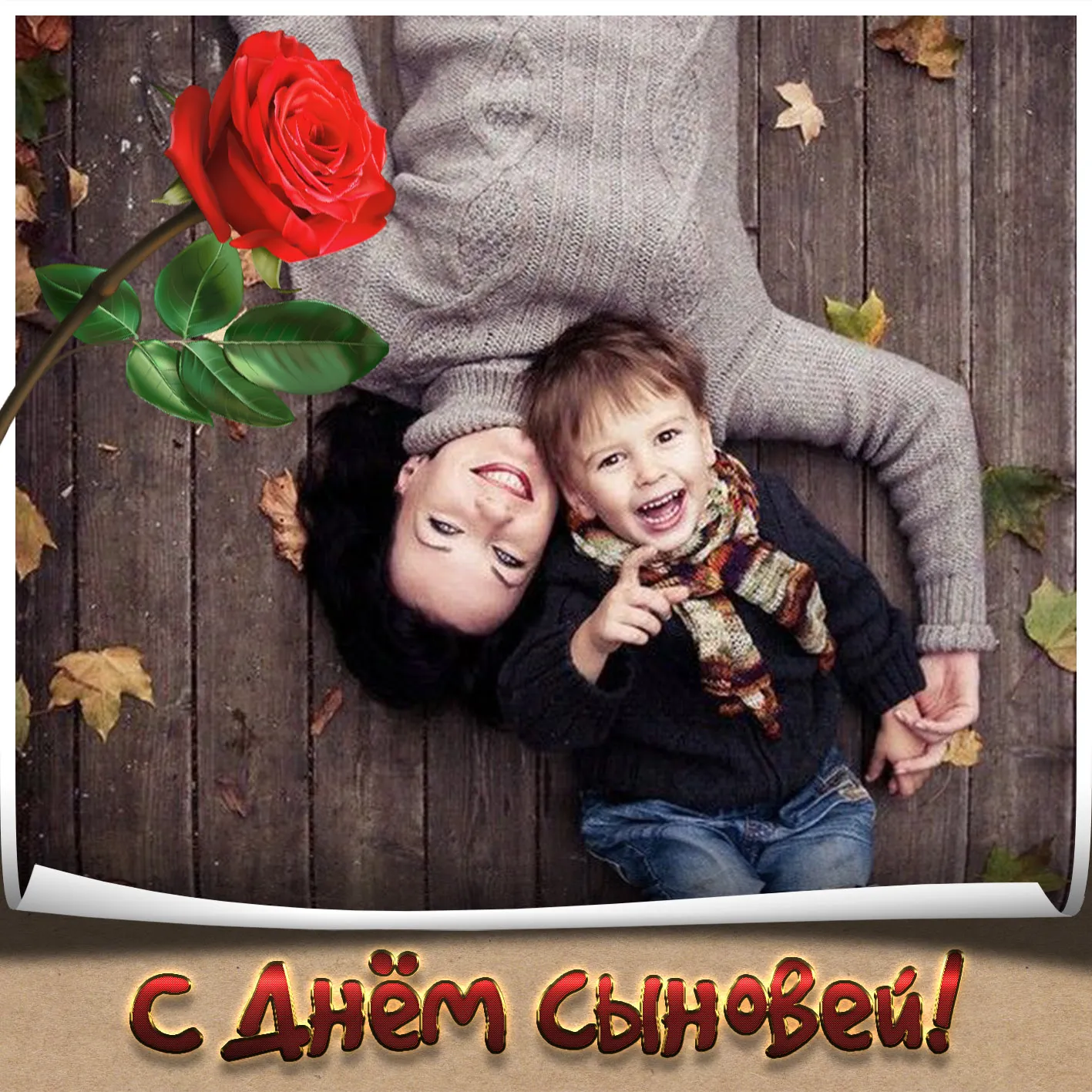 Открытка День сыновей - С Днём сына! Открытка с нежной розой | Красивая открытка #7