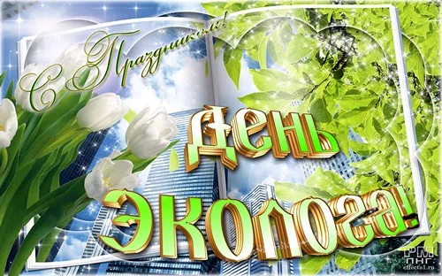 Открытка Открытки с днем эколога - Открытка с цветами и городом | Красивая открытка #30