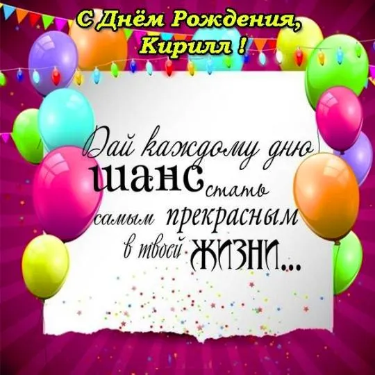 Открытка Открытки с именем Кирилл  - Поздравительная открытка с шарами | Красивая открытка #111