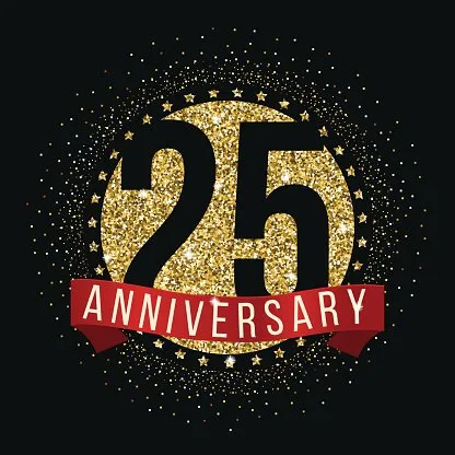 Открытка Открытки на 25 лет - Золотая открытка с юбилеем 25 лет | Красивая открытка #111