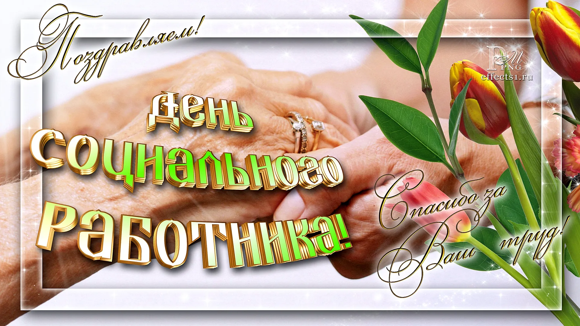 Открытка С днём социального работника - Открытка с цветами и надписью "День работника социальной защиты" | Красивая открытка #13