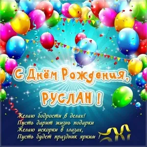 Открытка открытки с именем Руслан - С Днём рождения, Руслан! Открытка с шарами | Красивая открытка #202