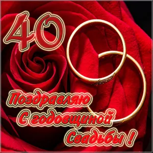 Открытка Открытки на Рубиновую свадьбу 40 лет - Поздравления с 40-летием свадьбы: букет роз и обручальные кольца | Красивая открытка #62