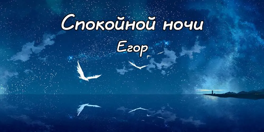 Открытка открытки с именем Егор - Ночная открытка с птицами и морем | Красивая открытка #36