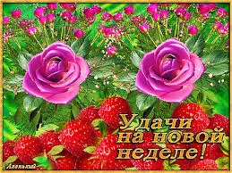 Открытка Открытки желаю удачи - Открытка с розовыми розами и клубникой  Поздравления | Красивая открытка #191