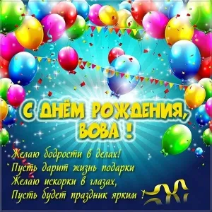 Открытка открытки с именем Владимир - С Днём Рождения, Вова! Яркая открытка с шарами | Красивая открытка #177