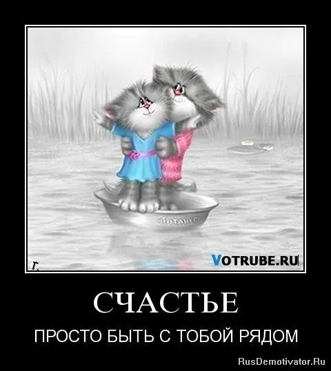 Открытка Я рядом - Счастье: Две кошки в лодке - открытка в подарок | Красивая открытка #19