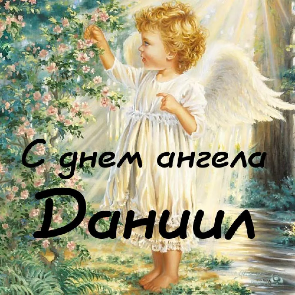 Открытка Открытки с именем Даниил/Данил - Ангел с цветами: Открытка с изображением ангела | Красивая открытка #213