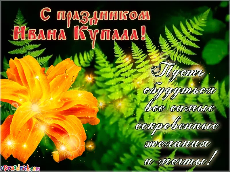 Открытка Иван Купала - Открытка с цветами и надписью "С праздником!" | Красивая открытка #51