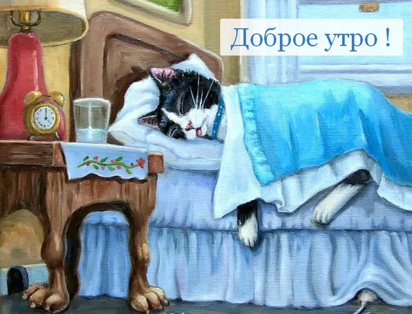 Открытка Открытки ретро с добрым утром - Котенок в кровати, утренний уют, открытка | Красивая открытка #20