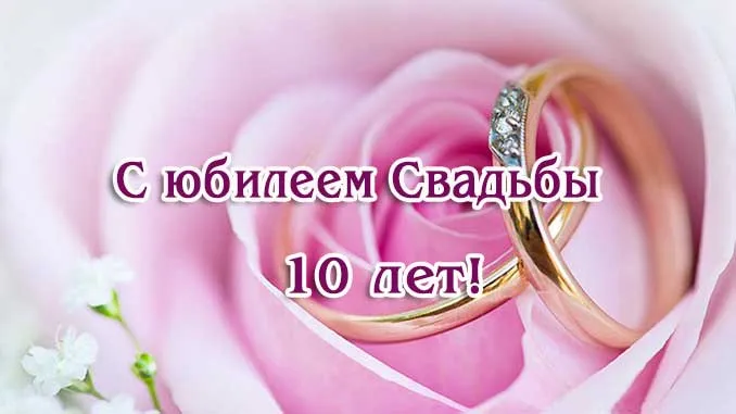 Открытка Открытки на Оловянную/Розовую свадьбу 10 лет - Свадебные кольца на лепестках роз | Красивая открытка #52