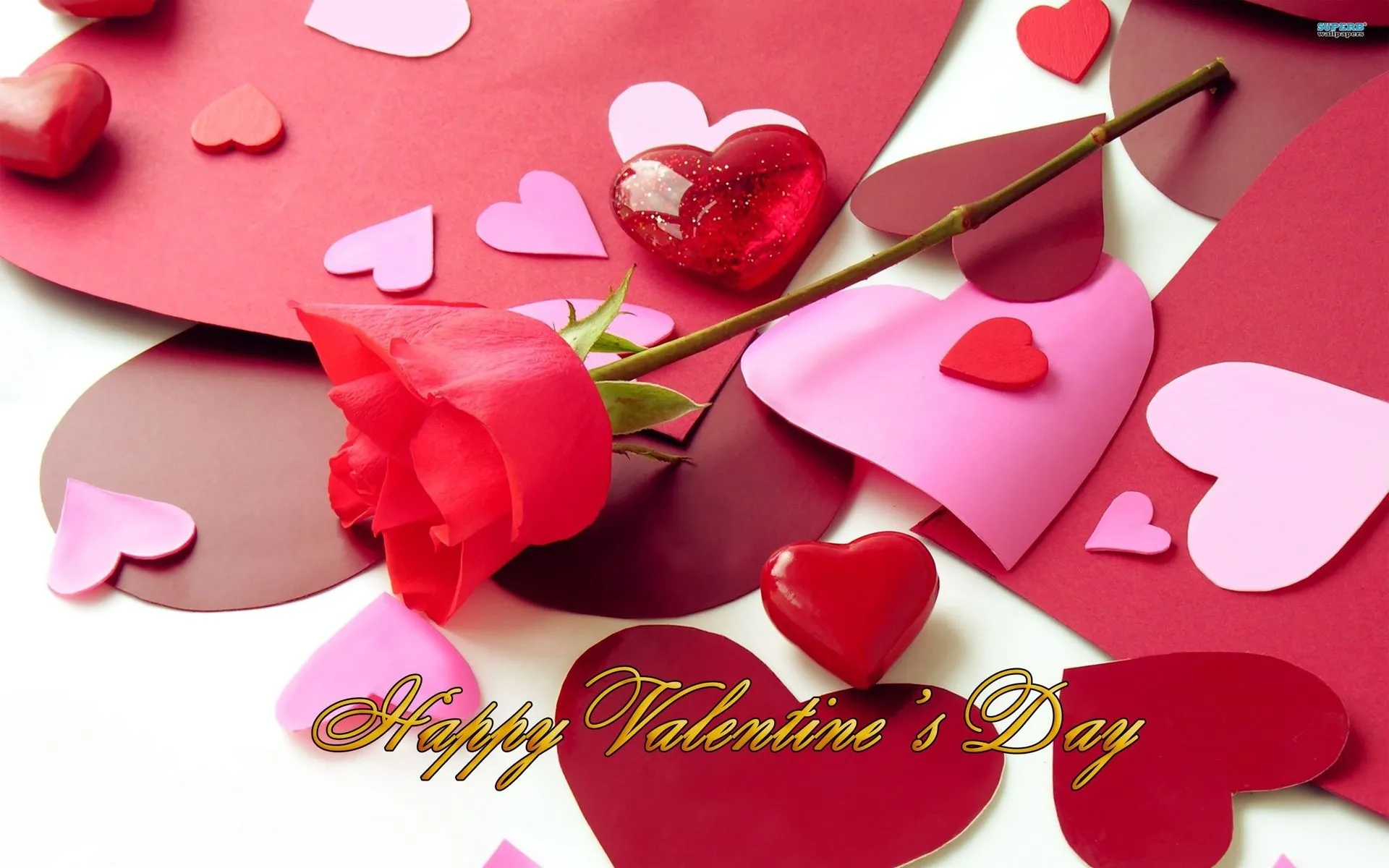 Открытка День всех влюбленных - Открытка с красной розой и сердечками | Красивая открытка #80