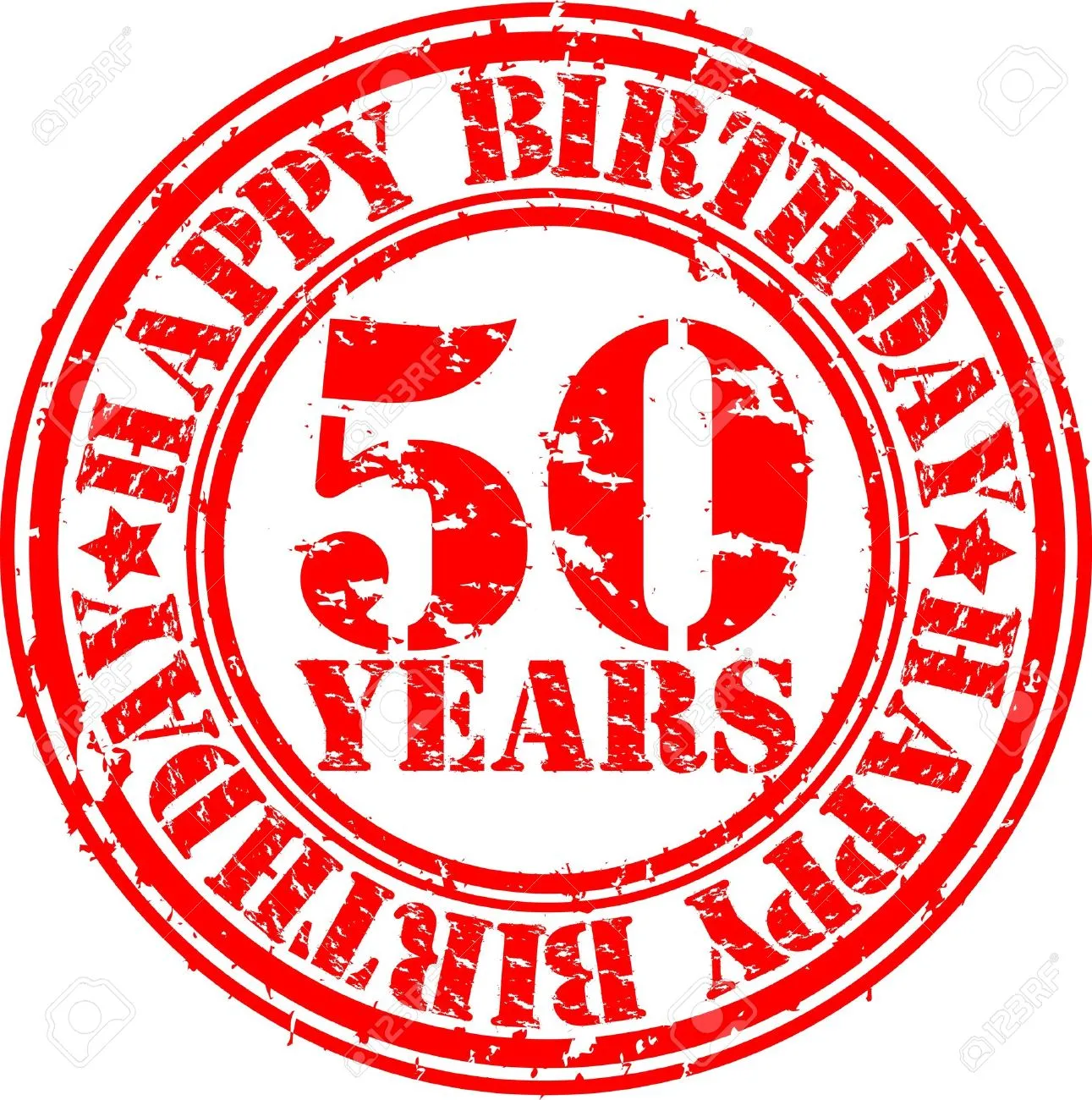 Открытка Открытки на 50 лет - Красная печать с надписью "Happy Birthday 50 Years" | Красивая открытка #191