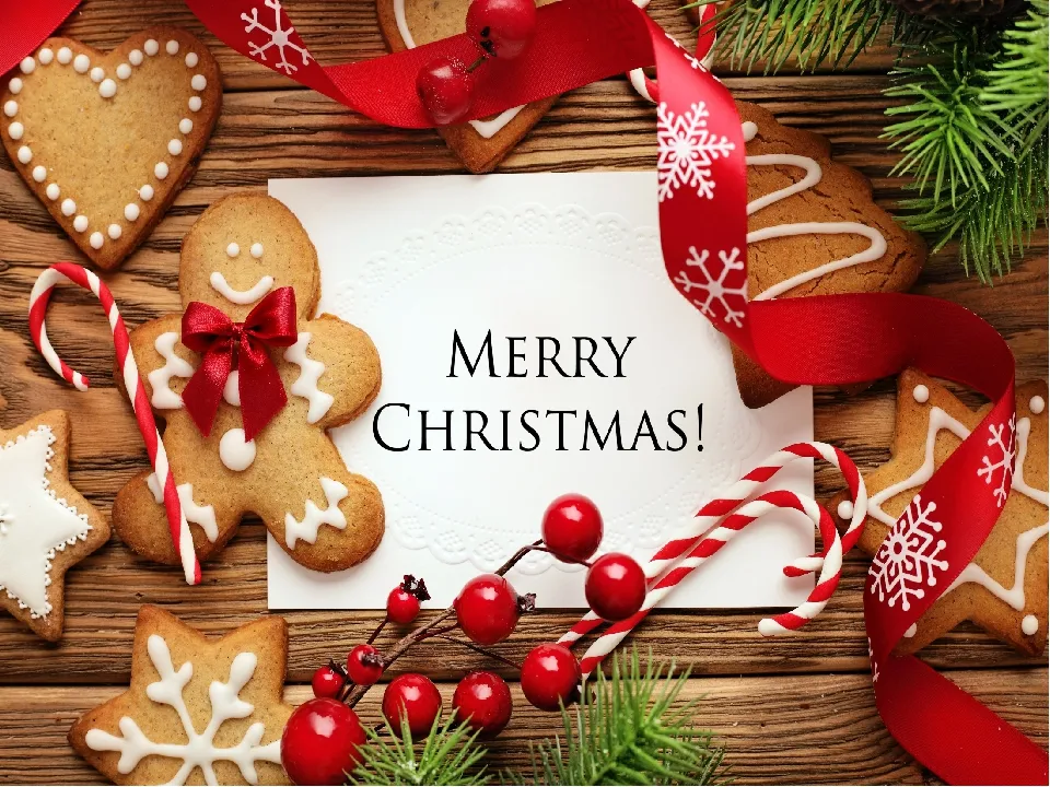 Открытка Merry Christmas - Новогодние печенья и поздравления с Рождеством | Красивая открытка #51