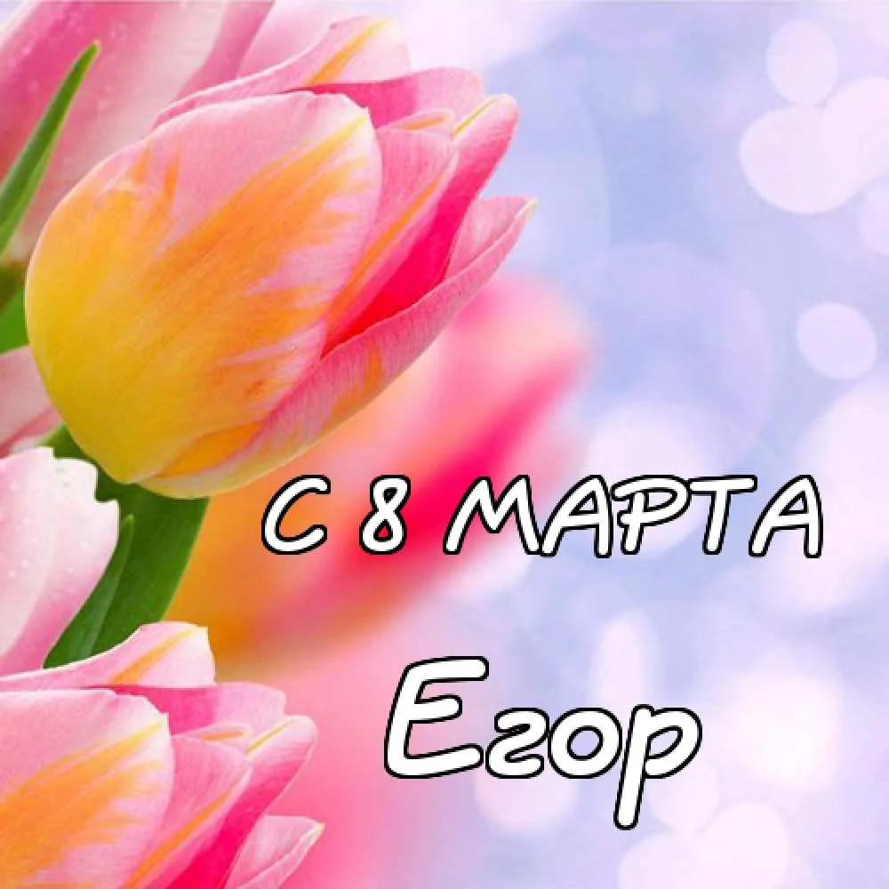 Открытка открытки с именем Егор - Открытка с тюльпанами: 8 марта  поздравления | Красивая открытка #247