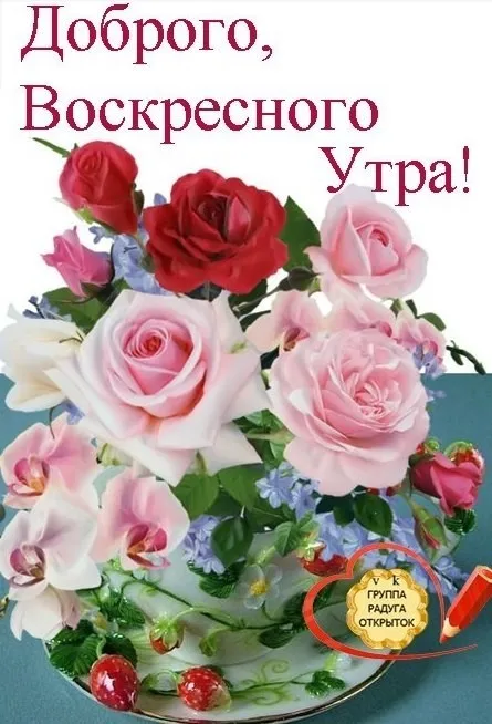 Открытка Выходные - Открытка с розами: нежные цветы и хорошее настроение | Красивая открытка #2