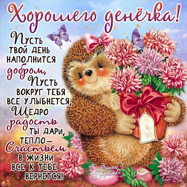 Открытка открытки с добрым утром - Открытка с ежиком и бабочками  поздравления с праздником | Красивая открытка #80