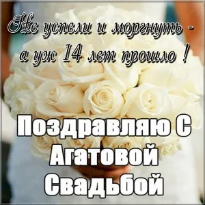 Открытка 14 лет - агатовая свадьба - Свадебная открытка: букет цветов и поздравление | Красивая открытка #8