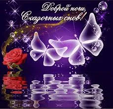 Открытка Спокойной ночи - Открытка: Красивые бабочки и красная роза | Красивая открытка #254