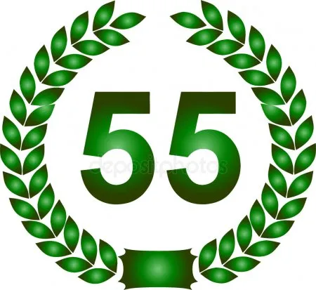Открытка Открытки на 55 лет - Открытка с венком из листьев и цифрой 55 | Красивая открытка #144