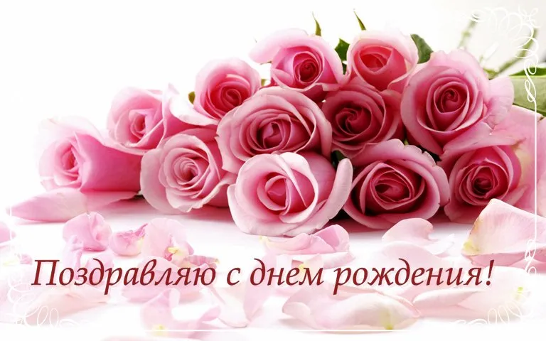 Открытка с днем рождения - Букет розовых роз: поздравление с днем рождения | Красивая открытка #65