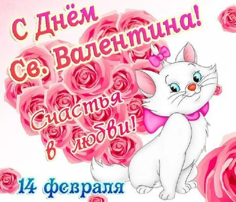 Открытка 14 февраля день всех влюбленных - Открытка с котенком на 14 февраля | Красивая открытка #37