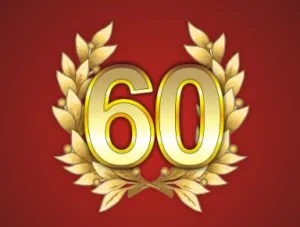 Открытка Открытки на 60 лет - Золотая цифра 60 в лавровом венке | Красивая открытка #124
