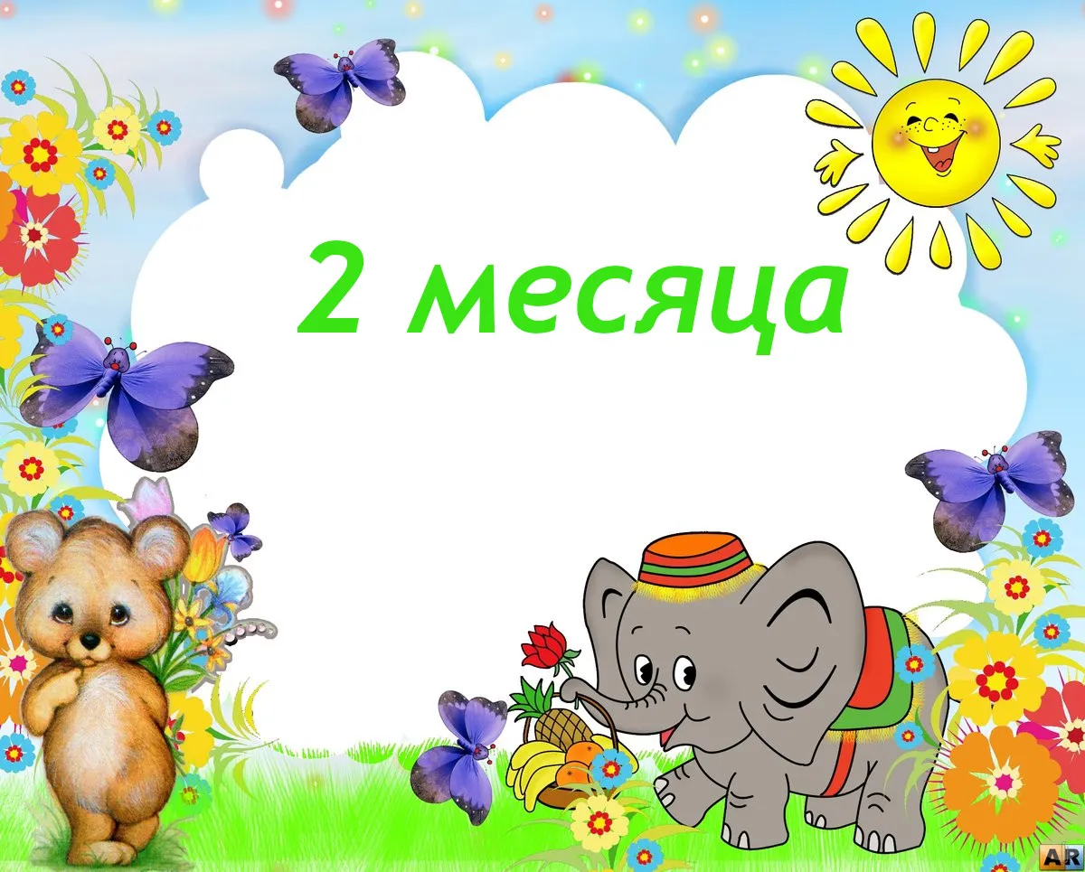 Открытка деские по месяцам - Открытка с мишкой и слоником, цветы, бабочки | Красивая открытка #87