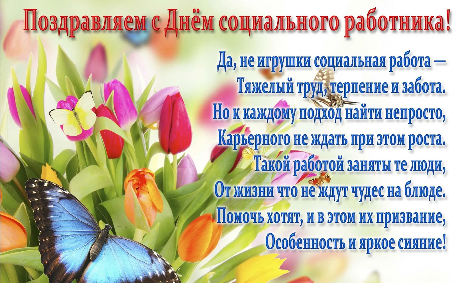 Открытка Открытки с днем социального работника - Открытка с бабочкой: С Днем рождения! | Красивая открытка #2