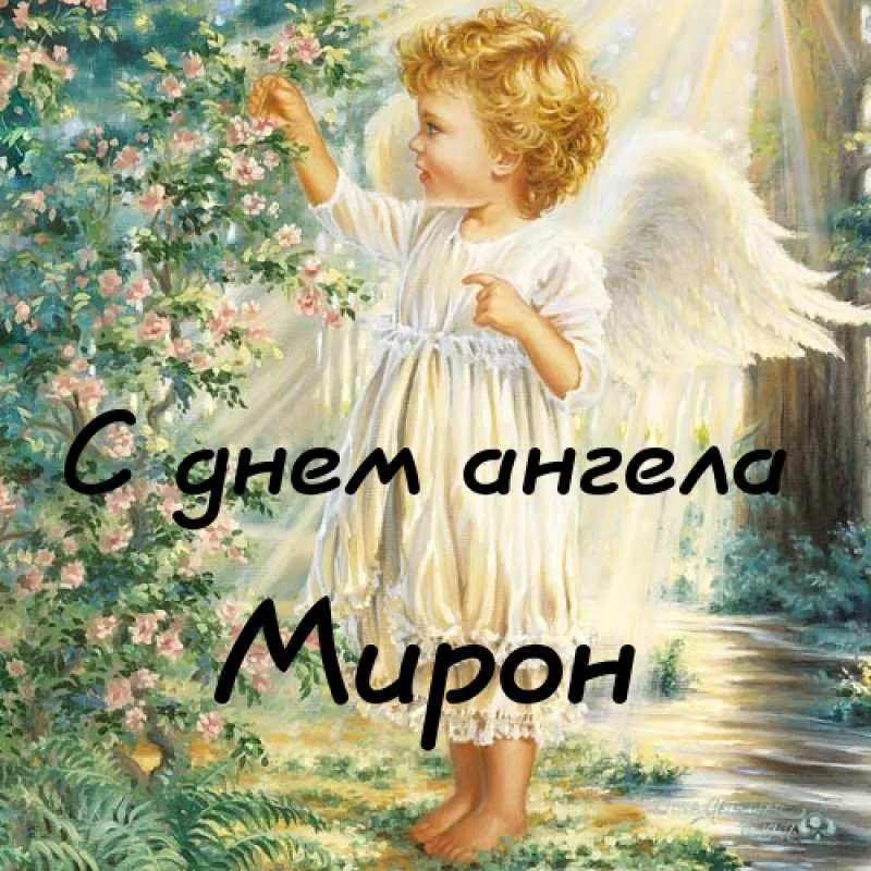 Открытка Открытки с именем Мирон  - Открытка с ангелом: нежный мальчик с крыльями | Красивая открытка #125