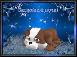 Открытка Открытки с пожеланиями на ночь - Открытка с щенком на фоне звездного неба | Красивая открытка #224