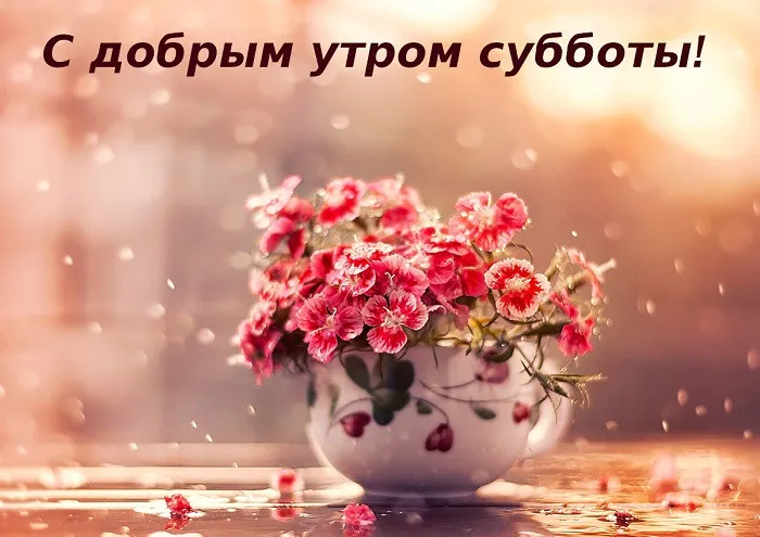 Открытка суббота - Букет цветов в вазе: нежные оттенки | Красивая открытка #11
