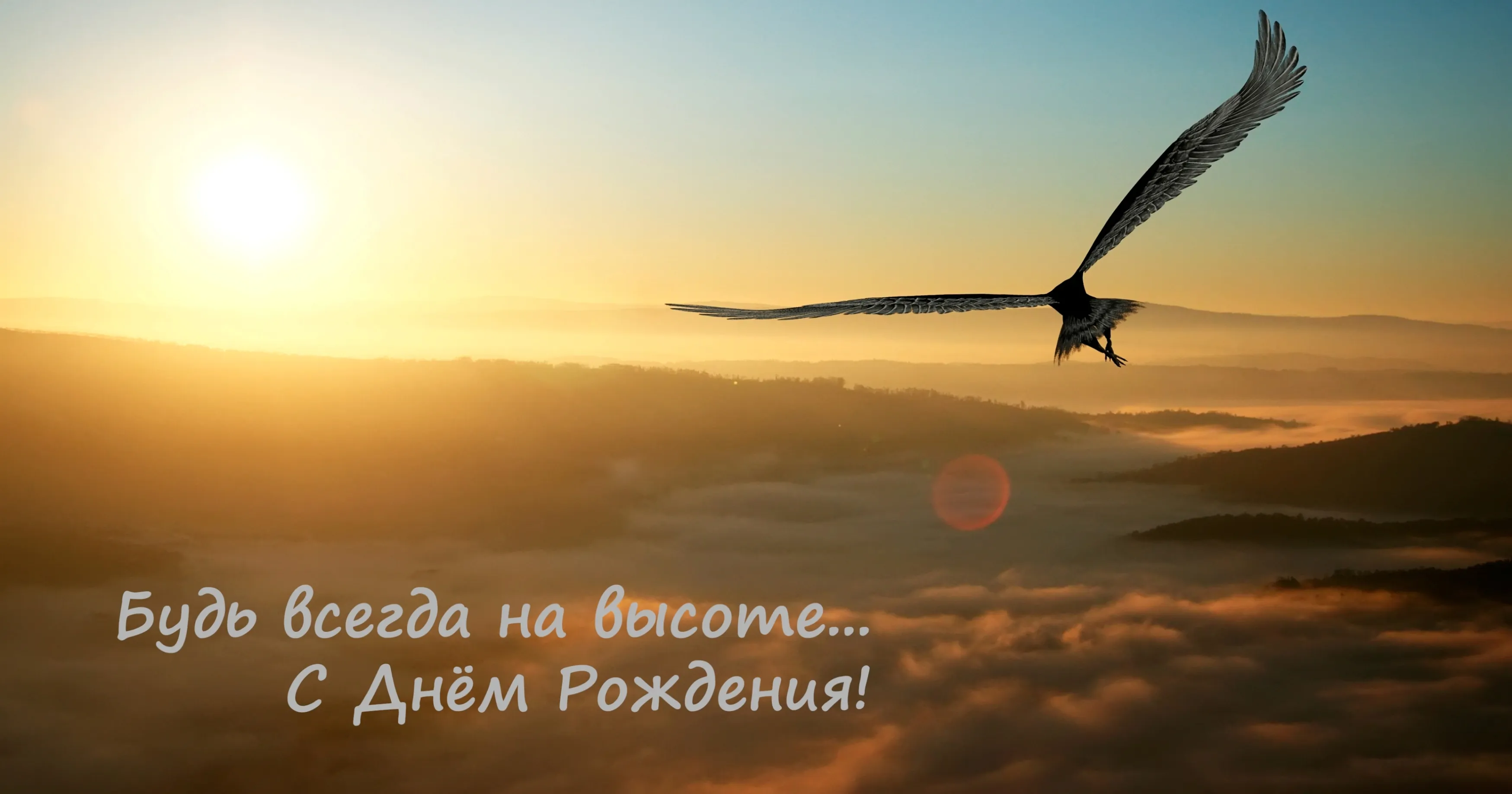 Открытка С днем рождения для мужчин - Открытка с днем рождения: орёл над облаками | Красивая открытка #52