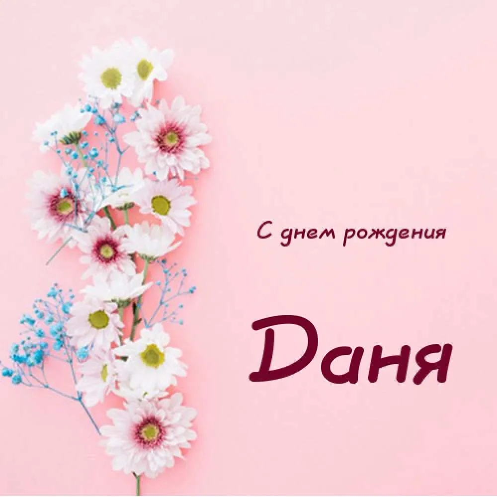 Открытка Открытки с именем Даниил/Данил - Открытка с цветами: С днем рождения Даня | Красивая открытка #3