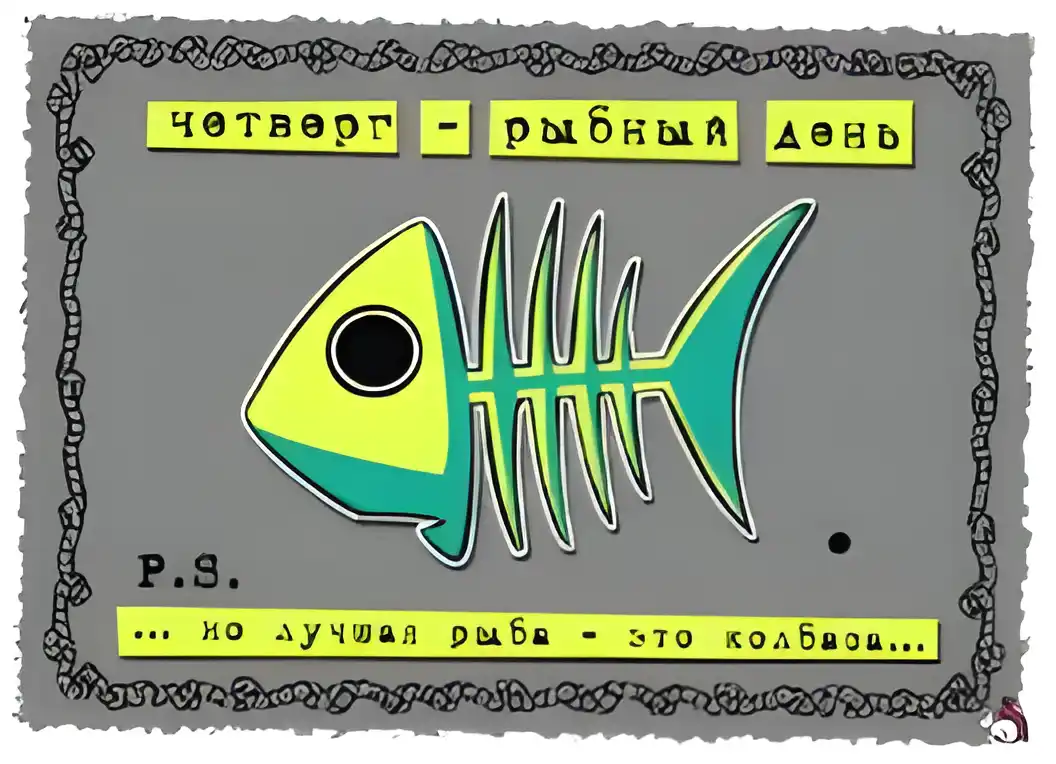 Открытка Открытки на четверг - Открытка с забавной рыбой: зеленый и желтый цвет | Красивая открытка #48