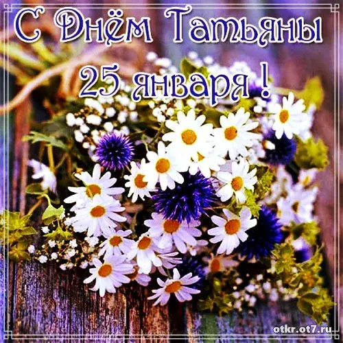 Открытка открытки на Татьянин день  - Полевые цветы на деревянном фоне | Красивая открытка #61