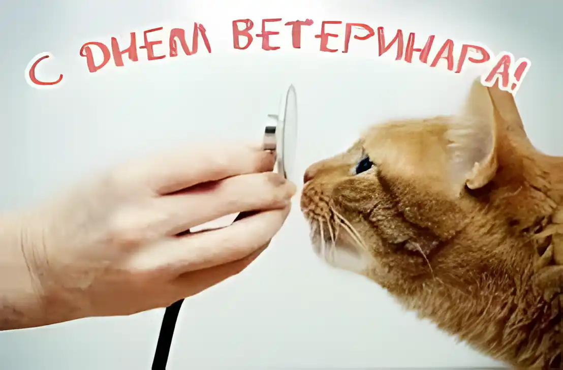 Открытка Открытки с днем ветеринара - Открытка с рыжим котом у ветеринара | Красивая открытка #9