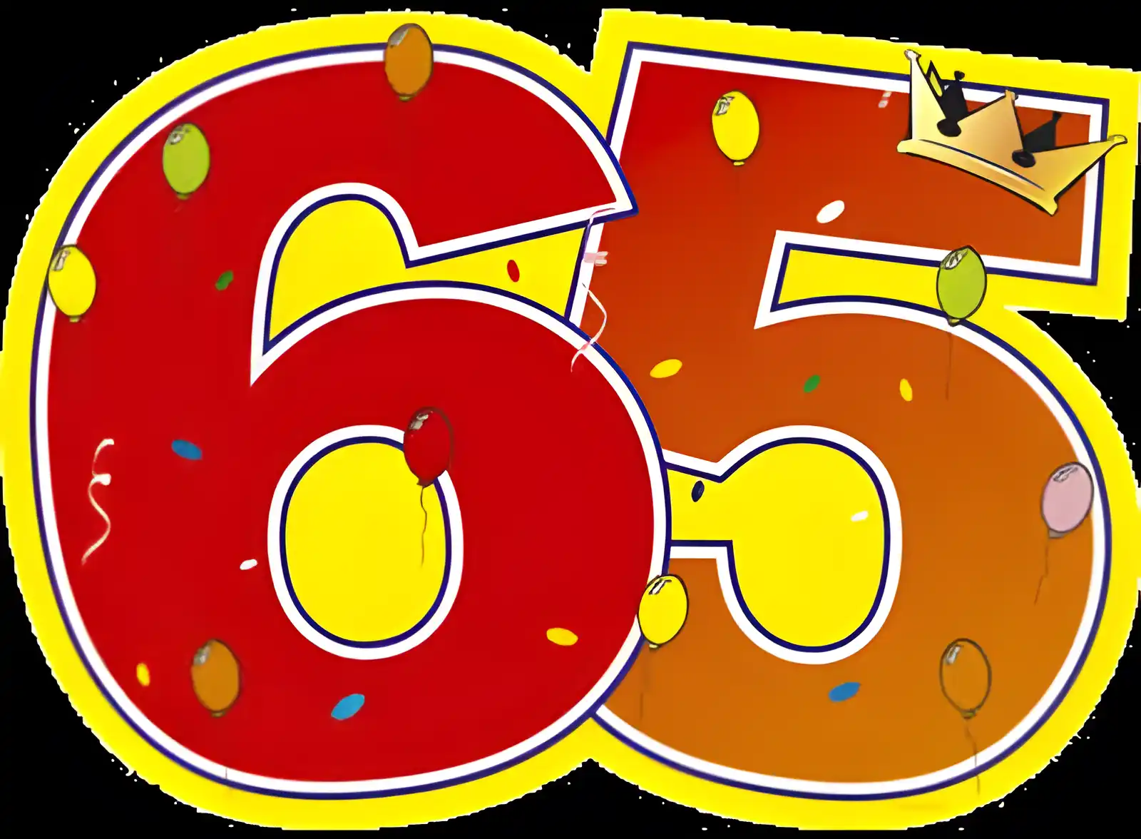 Открытка Открытки на 65 лет - Открытка с цифрой 65 и шариками | Красивая открытка #62