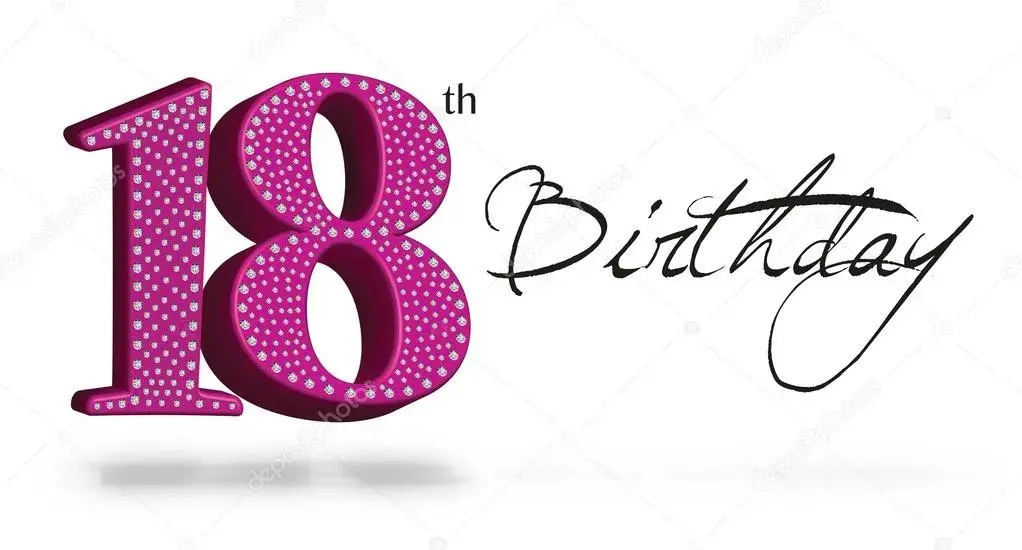Открытка Открытки на 18 лет - Цифра 18 с надписью Birthday | Красивая открытка #47