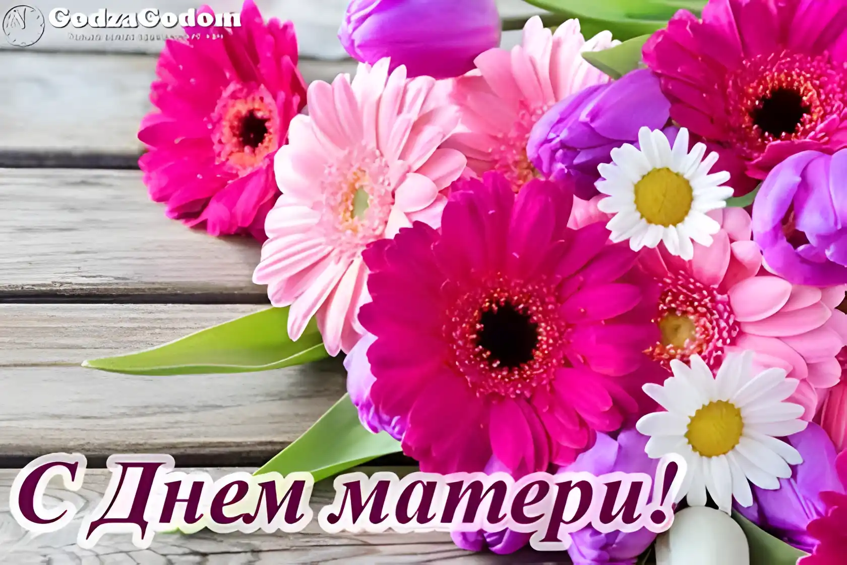 Открытка С Днем Матери! - Открытка: Букет гладиолусов и ромашек | Красивая открытка #16