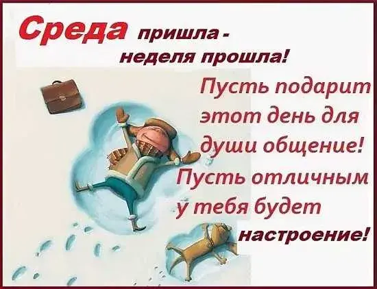 Открытка Среда - Смешная открытка: Мужчина летит в сугробе с собакой | Красивая открытка #13