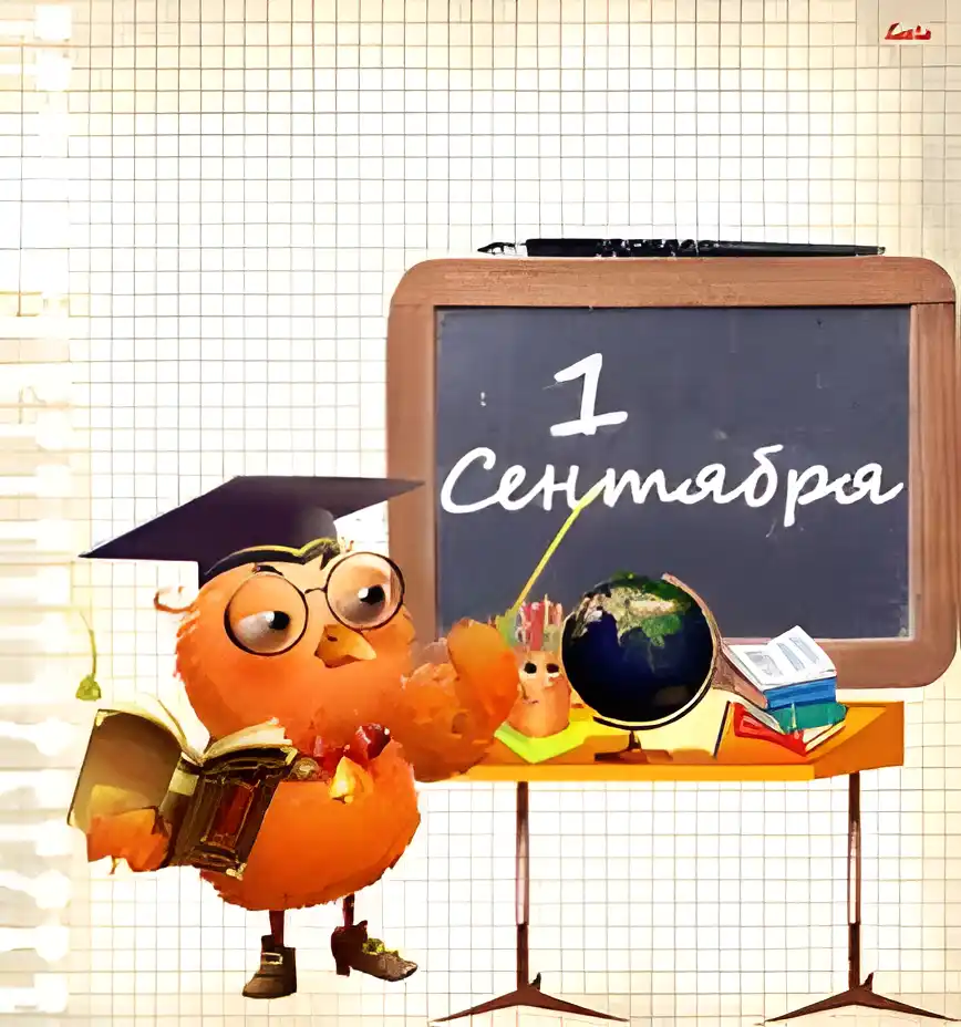 Открытка открытки на 1 сентября  - Открытка с 1 сентября: сова, глобус и учебники | Красивая открытка #117