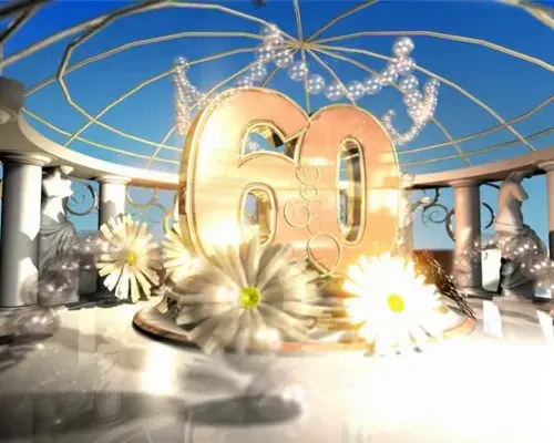 Открытка Открытки на 60 лет - Золотая цифра 50 на фоне цветов | Красивая открытка #161