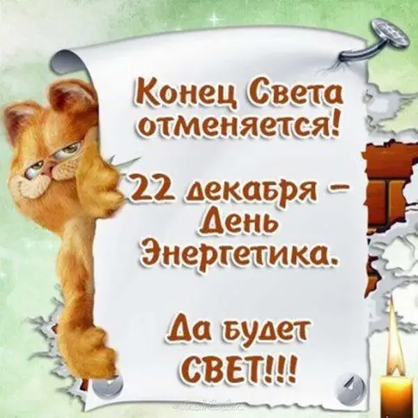 Открытка день энергетика - Открытка с котом: 22 декабря - День энергетиков | Красивая открытка #11