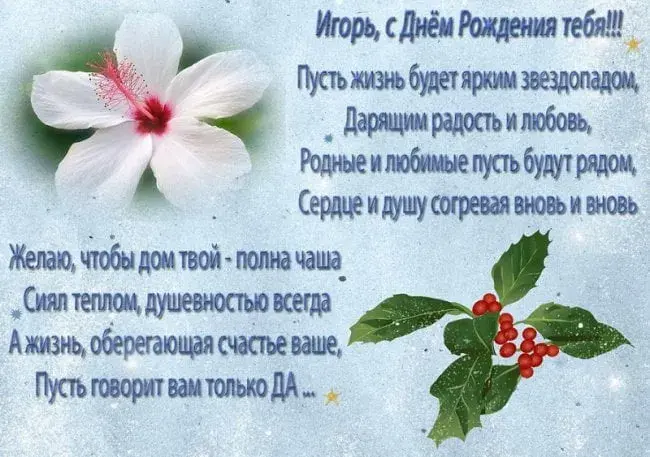 Открытка открытки с именем Игорь - Открытка с цветами и ягодами: поздравления с праздником | Красивая открытка #33