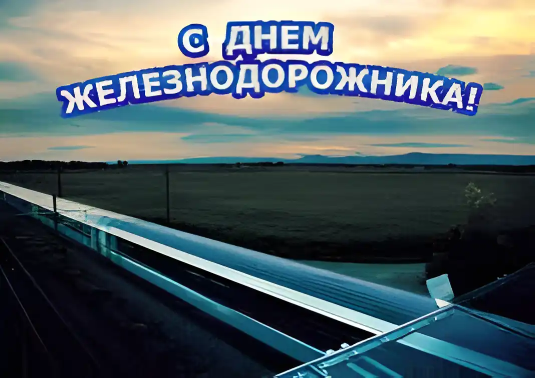 Открытка День железнодорожника - Железнодорожные пути на фоне неба. | Красивая открытка #188